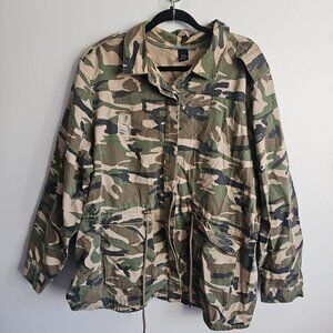 Ashley Stewart Camouflage Size 22/24 Military Denim Jacket - Button Closure